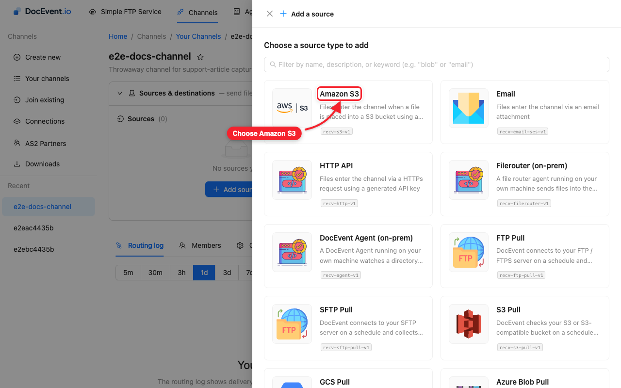 Add the Amazon S3 source