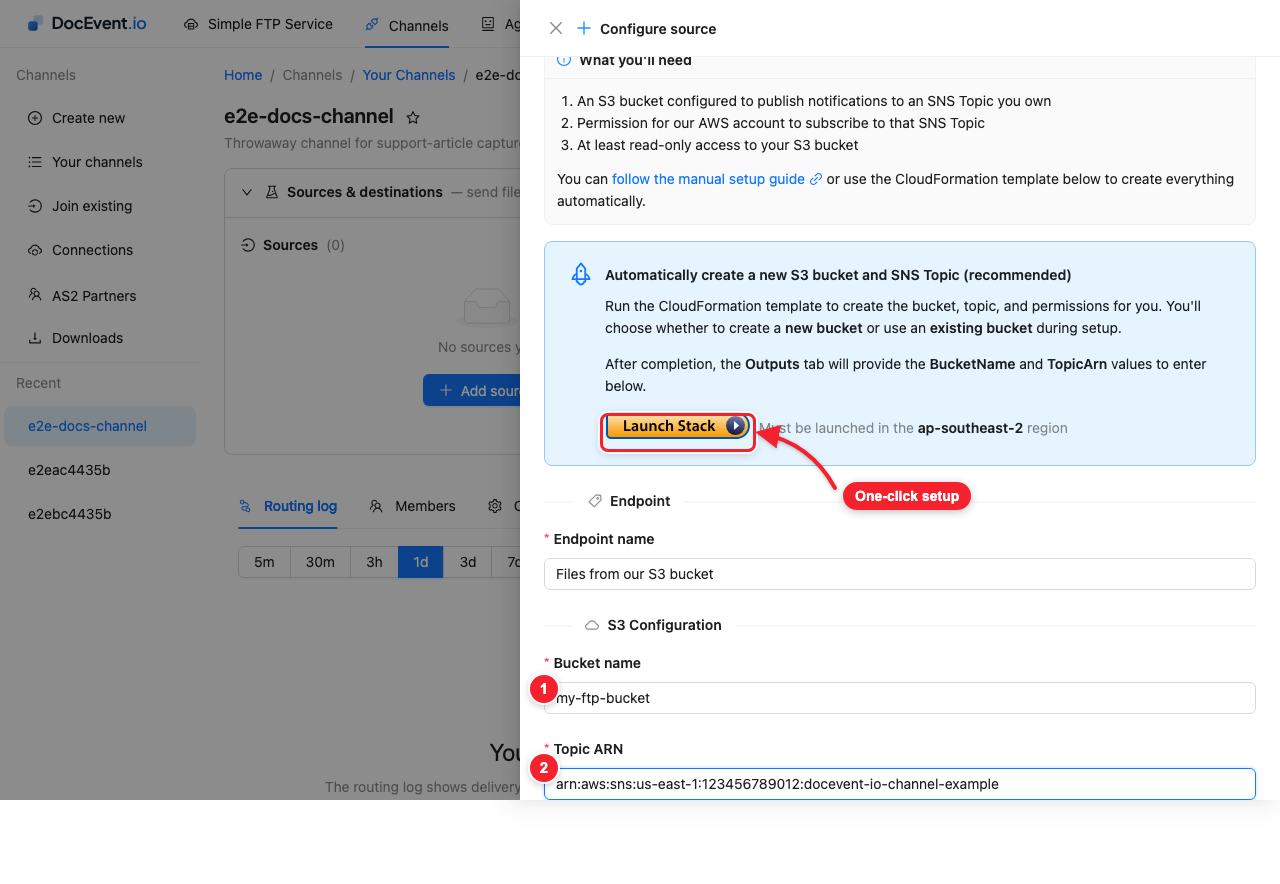 The Amazon S3 source form