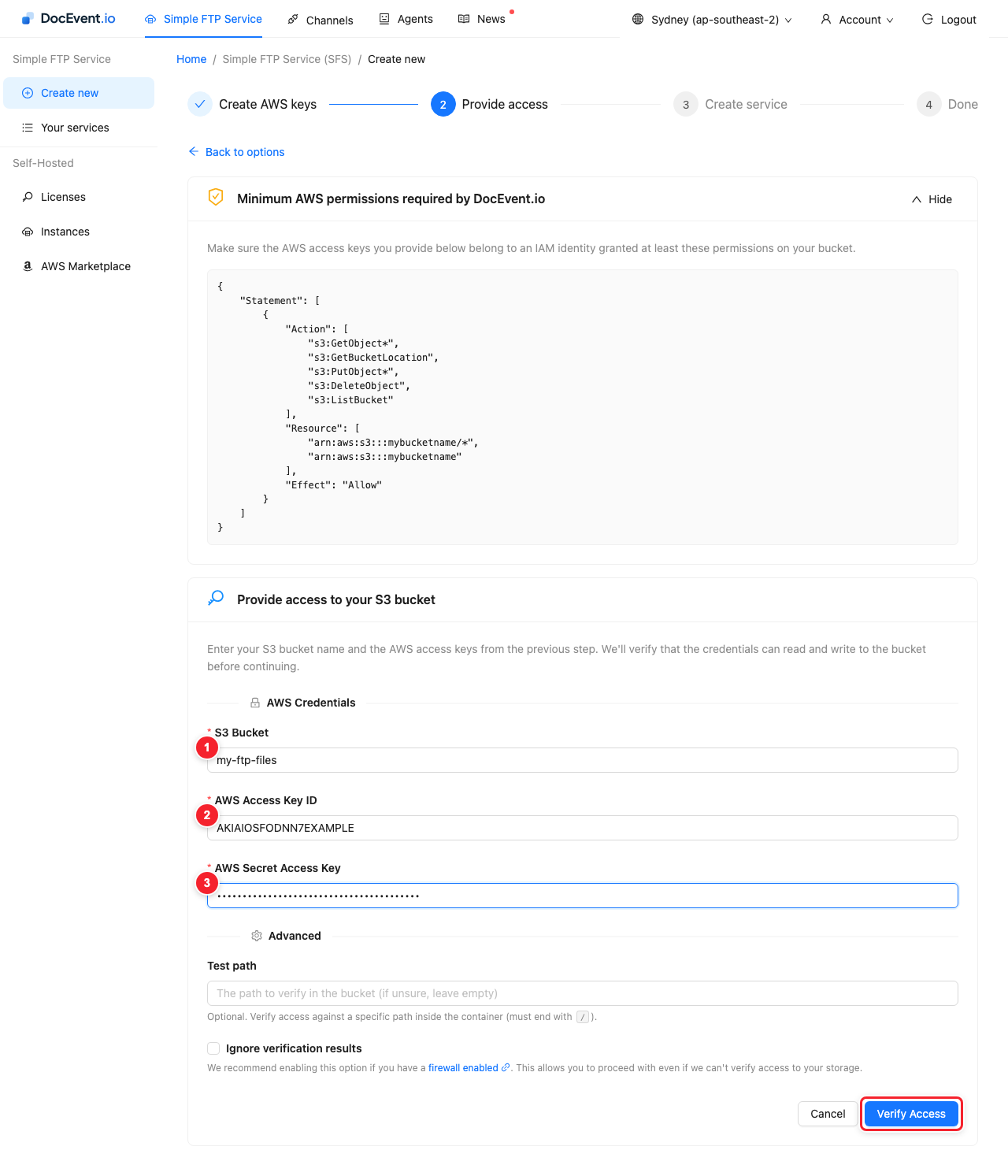 Provide access to your S3 bucket