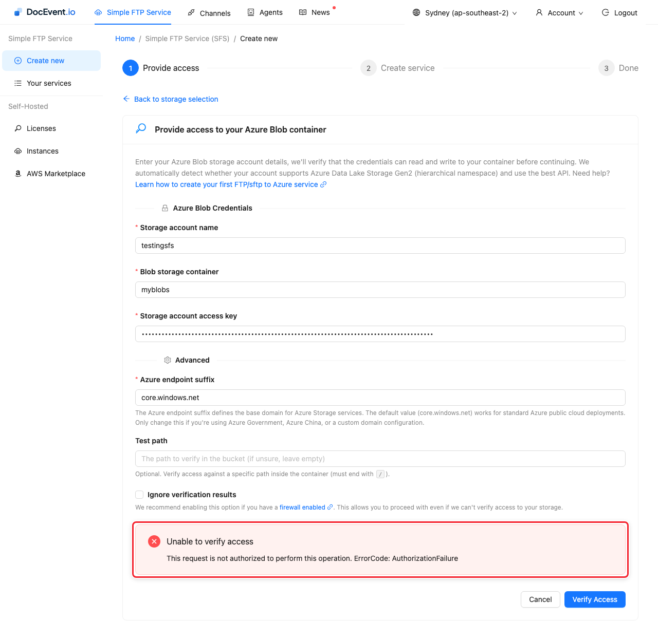 Verify Access fails behind an Azure firewall